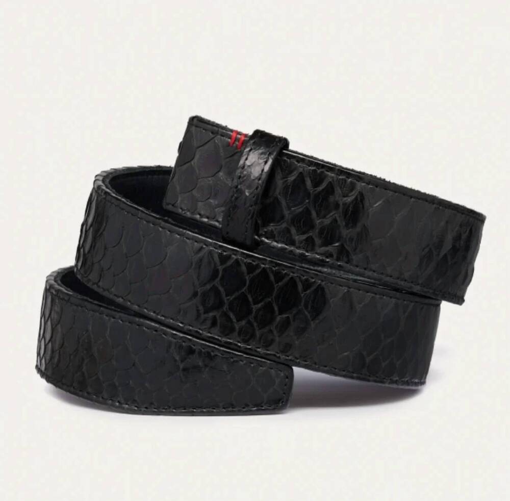 NEW CLARIS VIROT women's python belt in black